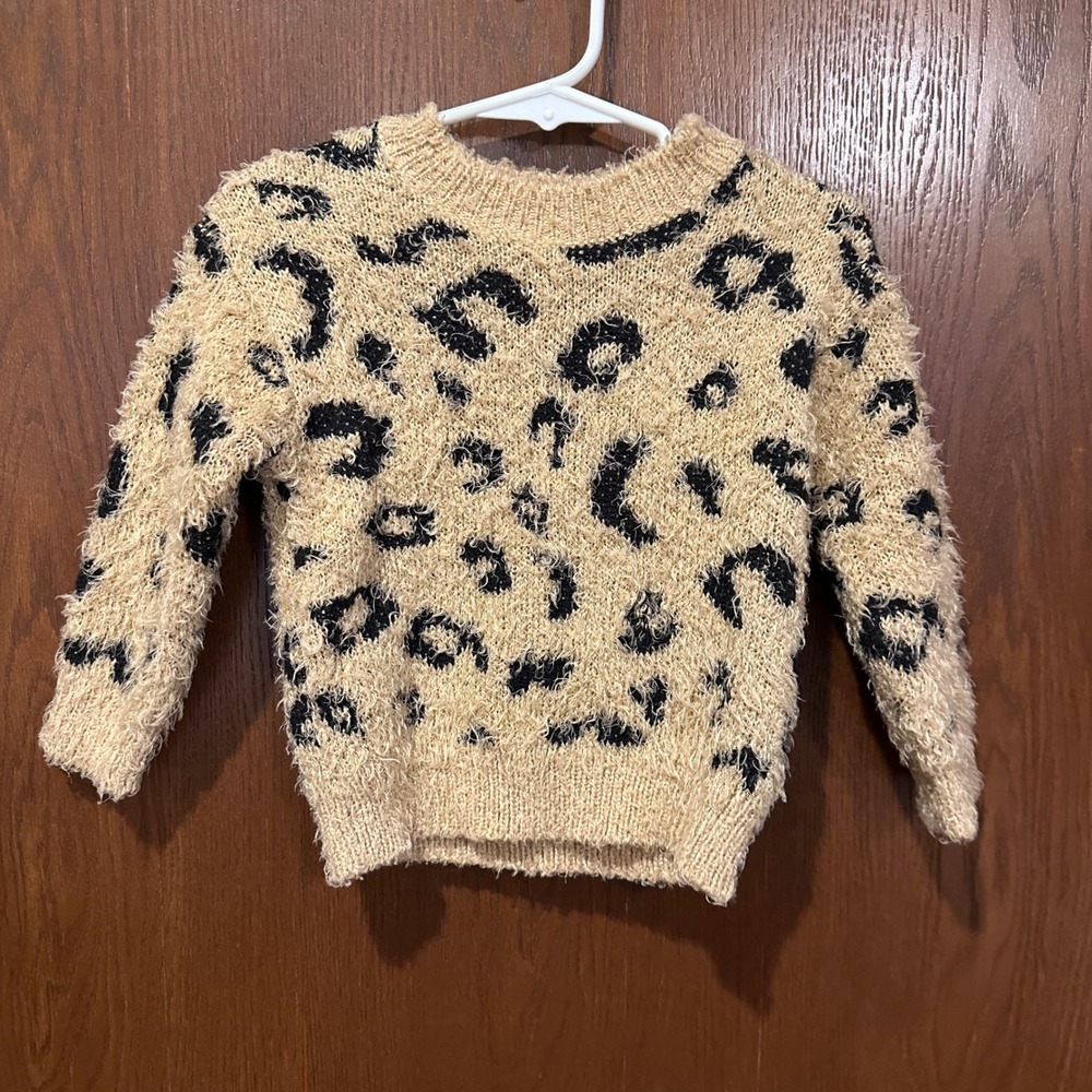 Jessica Simpson Leopard‎ Print Fuzzy Sweater Toddler Girls 18M